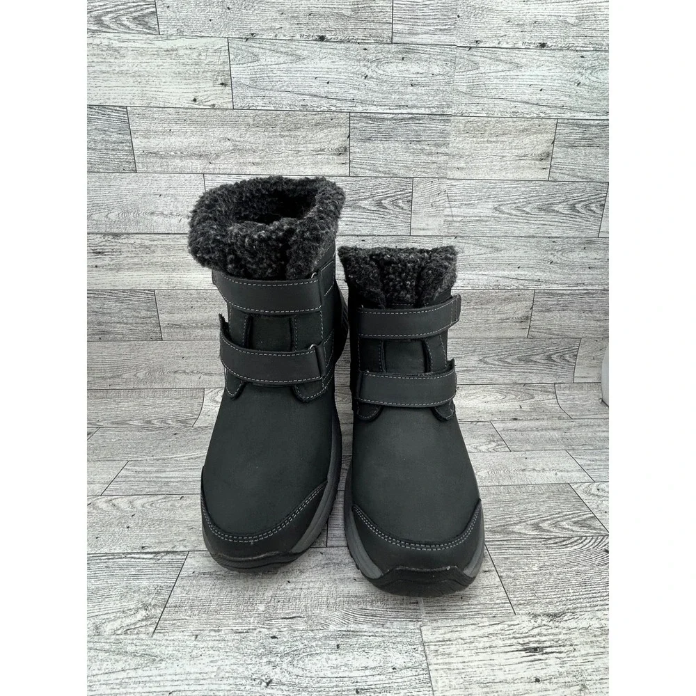 Orthofeet Florence 886 Women Size 7 Black Leather Ankle Boots Faux Fur Lining‎